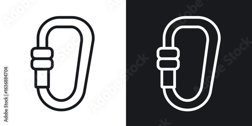 Carabiner icon line concept, linear symbol.