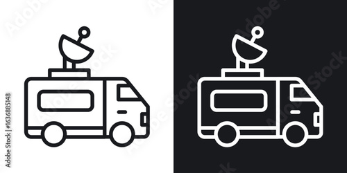 Broadcast van icon line concept, linear symbol.