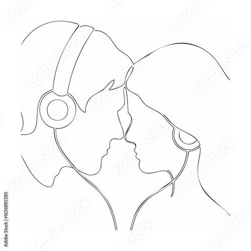 Couple sharing headphones intimate moment music intimacy