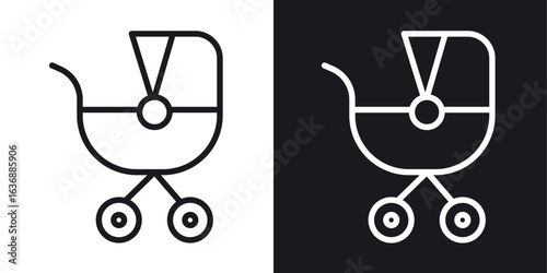Baby carriage icon line concept, linear symbol.