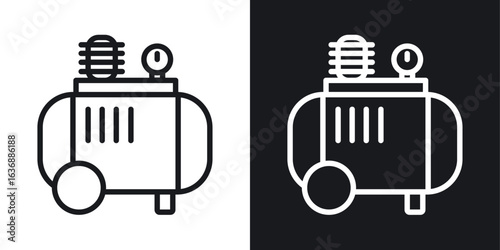 Air compressor icon line concept, linear symbol.