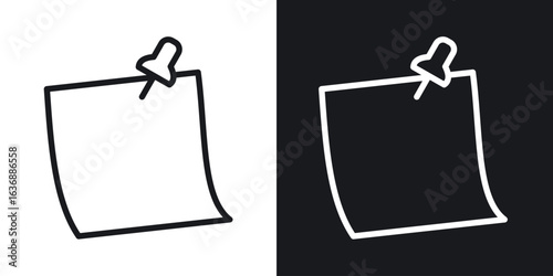 Sticky note icon line concept, linear symbol.