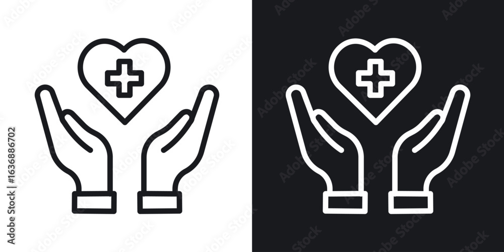 Fototapeta premium Health insurance icon line concept, linear symbol.