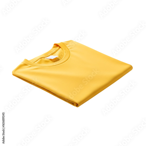 Yellow tshirt folded isolated on transparent background