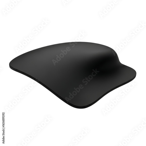 Black ergonomic mouse pad isolated on transparent background