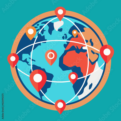 Global Migration Routes Vector Illustration — International Movement Concept