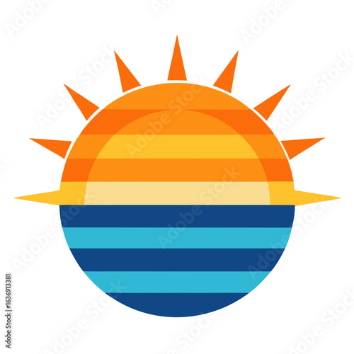 Minimalistic Winter Solstice Sun Vector Illustration
