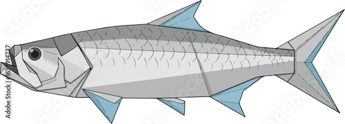 Origami Tarpon Fish Vector Illustration