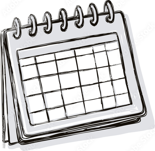 Sketch iillustration of a desk calendar with a spiral binding. Vector illustration