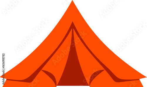 Bright orange camping tent simplistic  camping gear. Vector illustration