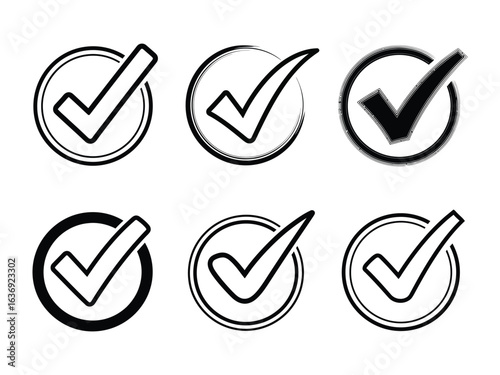 Collection of Checkmark Icons: Various styles of checkmark symbols arranged in a visually appealing composition