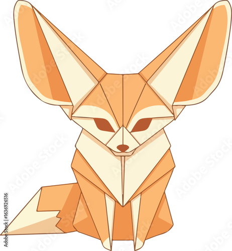 Fennec Fox Origami Vector Minimal Flat Design