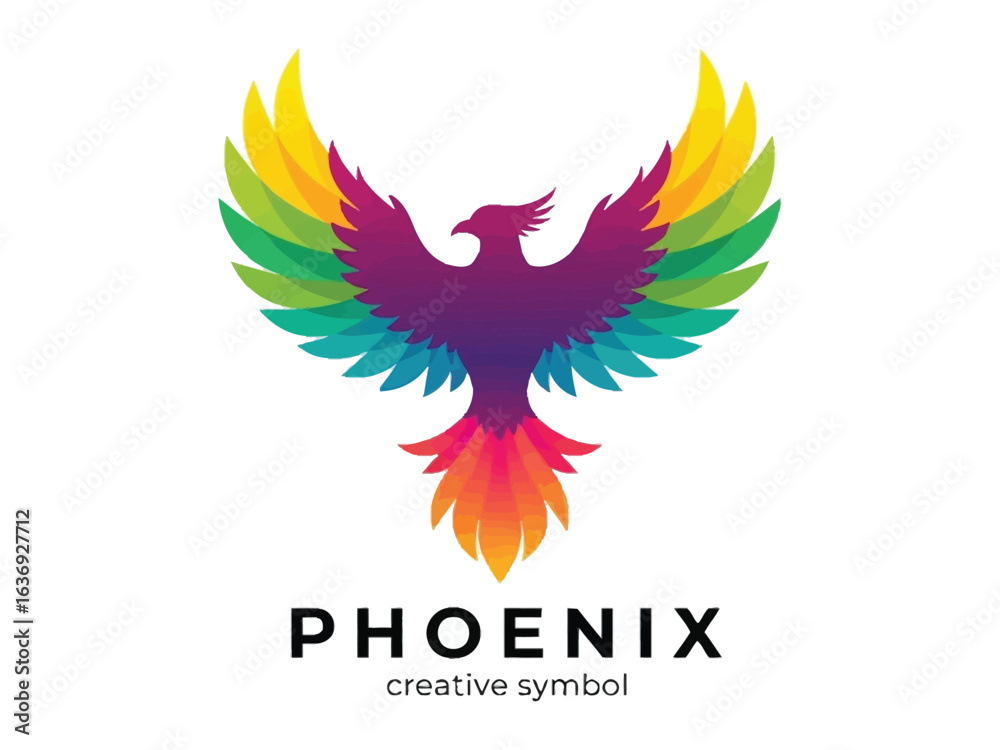Obraz premium Phoenix: A symbol of renewal, transformation, and rebirth, rendered in vibrant colors and dynamic wings, perfect for inspiring designs.