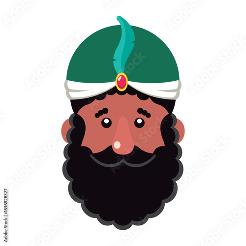 Middle Eastern king head. Vector