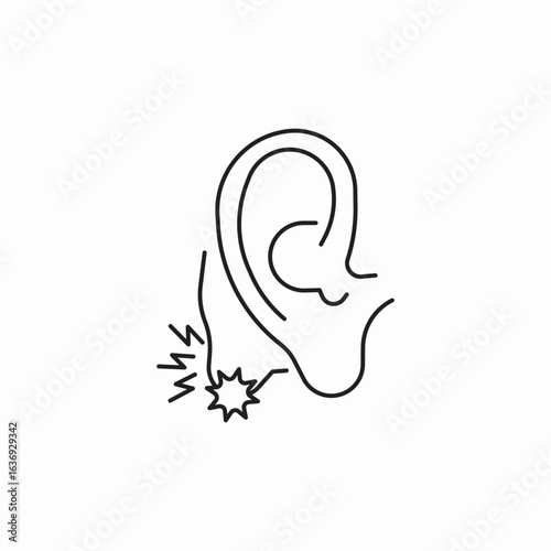 behind ear pain icon sign vector