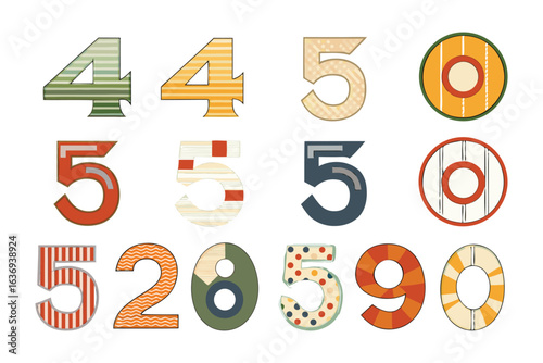 Colorful Number Set: An array of artistically designed numbers, each displaying a unique pattern and color, showcasing a playful take on numerical design and visual aesthetics.