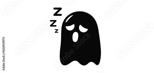 Cute sleepy black ghost with zzz symbols for sleep