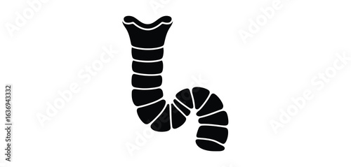 Stylized black and white illustration of a human trachea