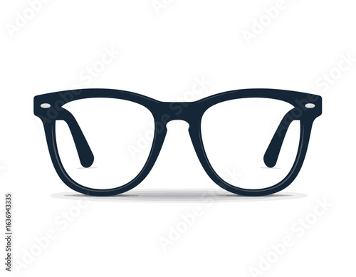 A pair of classic black-framed eyeglasses. Minimalist vector icon of retro-style spectacles for vision, reading, or as a fashion accessory.
