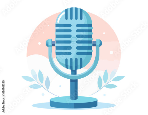 Classic studio microphone vector art. A symbol for voice communication, ideal for podcasting, broadcasting, or audio recording concepts.