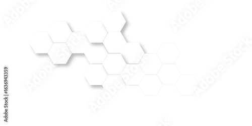 Abstract white and grey seamless hexagon pattern background. Abstract hexagonal concept technology background. Vector Illustration	