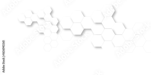 Abstract white and grey seamless hexagon pattern background. Abstract hexagonal concept technology background. Vector Illustration	