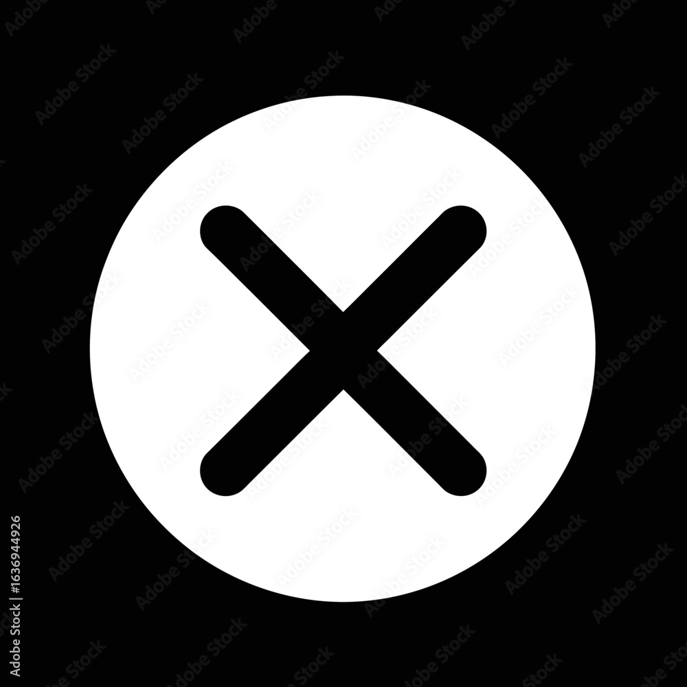 Obraz premium White cross inside a white circle on a black background.