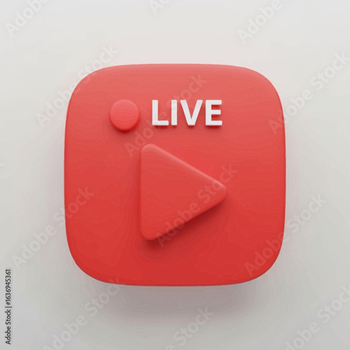Red square icon with play button and live text.
