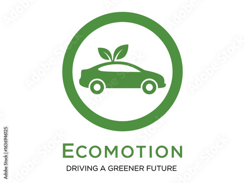 Ecomotion: A symbol of ecological transport, showcasing a silhouette of an electric car with leaves, embodying environmental awareness and the promise of a greener future.