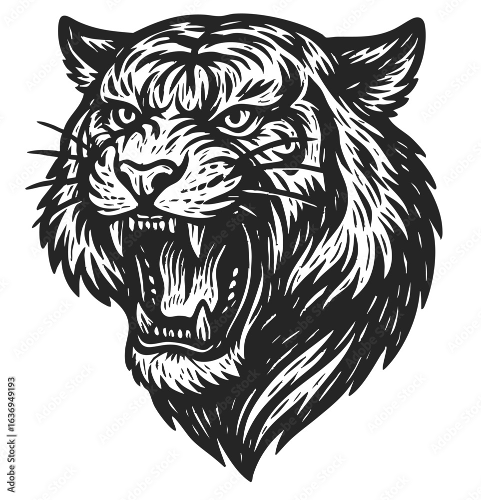 Obraz premium Fierce Roaring Tiger