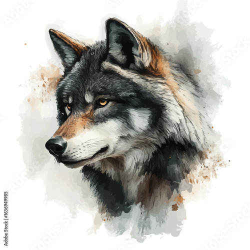 Wallpaper Mural watercolor vector of Wolf, isolated on a white background. Torontodigital.ca