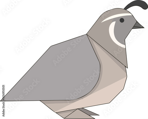 Origami Quail Vector Paper Folded Soft Gray Beige Illustration