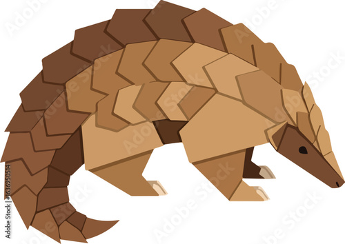 Origami Pangolin Vector – Earthy Brown Minimal Flat Design