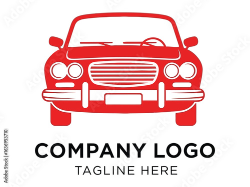 Classic Red Car Illustration for Company Logo : A sleek illustration of a classic red car, perfect for use as a company logo or design element.