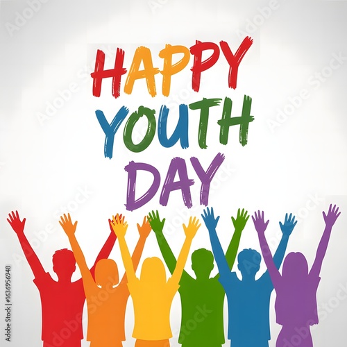 Happy youth day celebration with colorful silhouettes