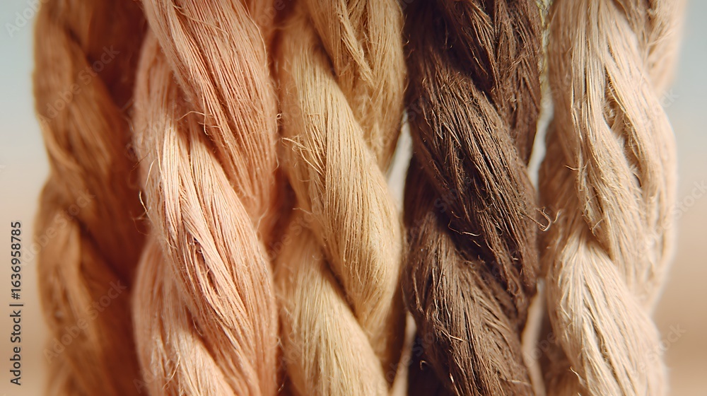 Fototapeta premium Close-up view of natural colored threads intertwined.