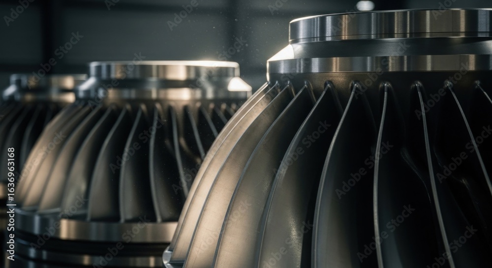 Fototapeta premium Close-up of metallic turbine components