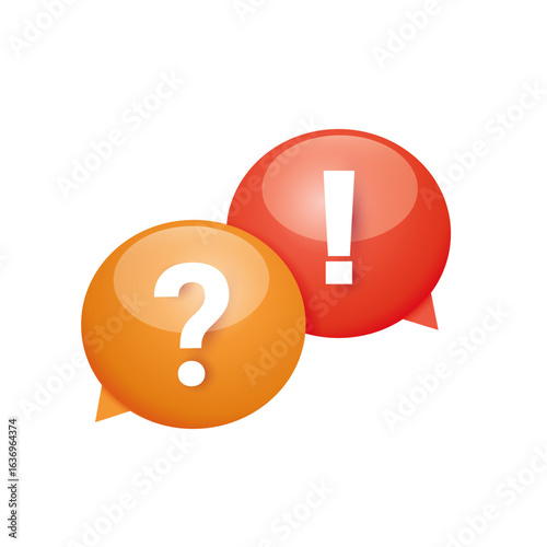 Question and Exclamation Mark Speech Bubbles Icon. Vector illustration. 