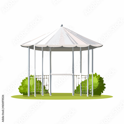 Pavillon mit weißem Stoffdach