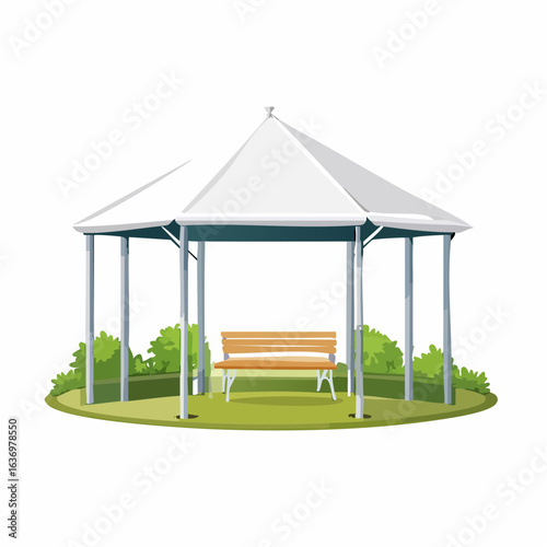 Pavillon mit weißem Stoffdach