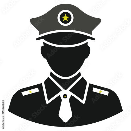 Black silhouette icon of a faceless police officer