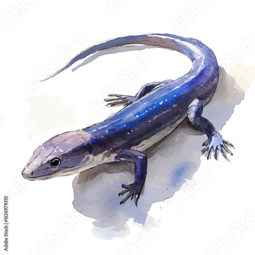Skink, watercolor drawing vector, isolated on a white background.