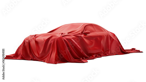 car with red curtain on white background
