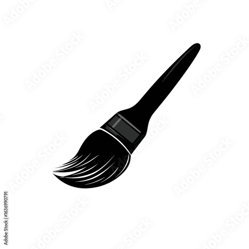 Silhouette of a hair dye brush with curved bristles.
