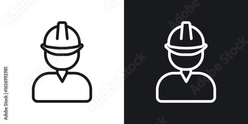 User helmet safety vector icon. Design graphic in outline style illustration.