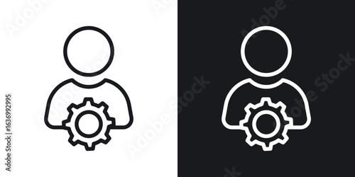 User gear vector icon. Design graphic in outline style illustration.