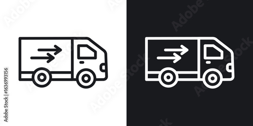 Truck arrow vector icon. Design graphic in outline style illustration.