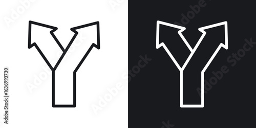 Split vector icon. Design graphic in outline style illustration.