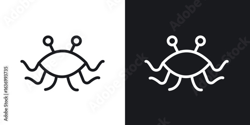 Spaghetti Monster Flying vector icon. Design graphic in outline style illustration.