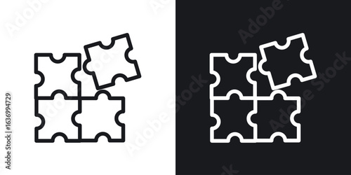 Puzzle pieces vector icon. Design graphic in outline style illustration.
